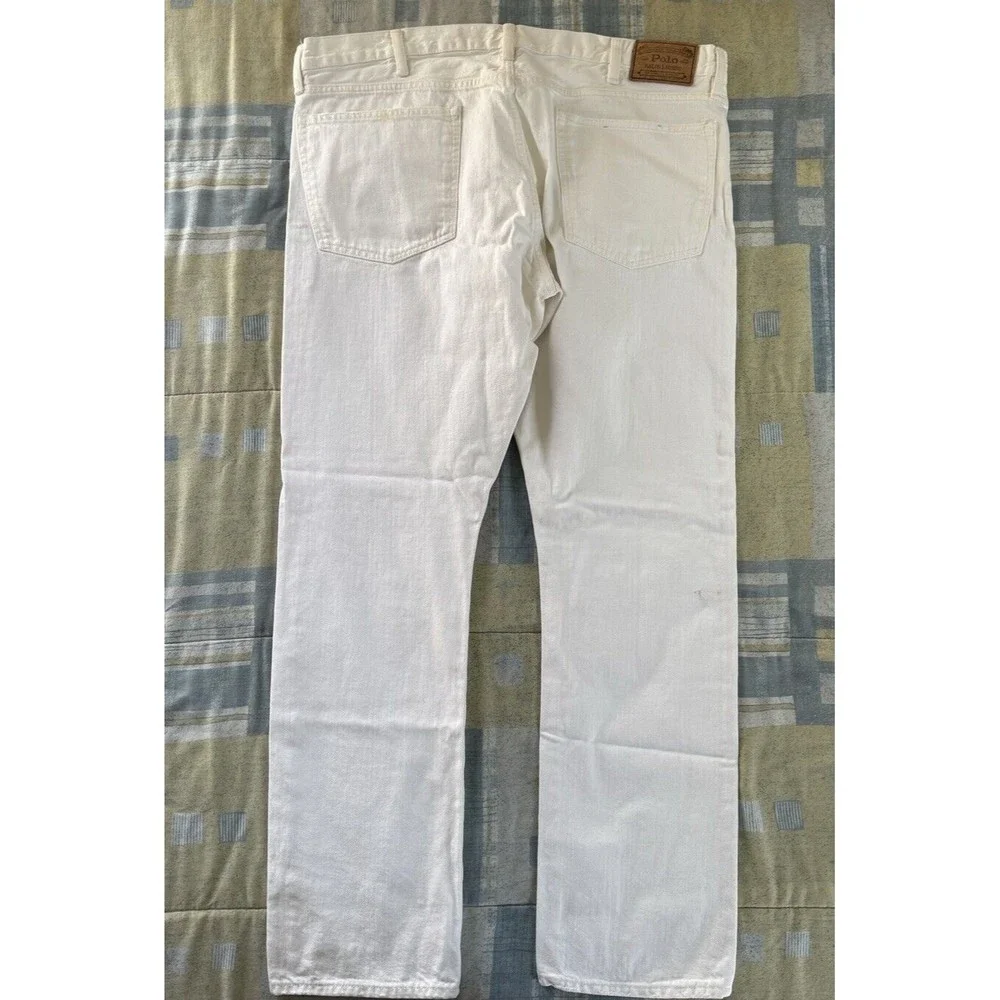 Polo Ralph Lauren Varick Slim Straight Casual Denim White Jeans Mens Size 40x32 - Picture 2 of 16